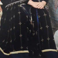 لباس محلی مخمل سورمه ای نو