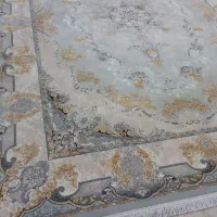 فرش طوسی طلایی شاهکار  ...گل برجسته دوتخته ۹ متری|فرش|اراک, |دیوار