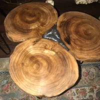 میز عسلی چوبی و رزین شده