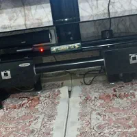 میز تلویزیون شیشه ای دو کشو