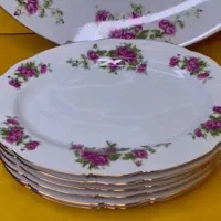 سرویس و تکی گل سرخی ژاپن و دیس آرکید چک 27 سانتی|ظروف سرو و پذیرایی|تهران, طیب|دیوار