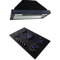 پک اجاق ۵ شعله رومیزی‌ صفحه و هود مخفی موتور فلز