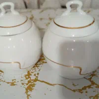 قندان چینی و استکان لب طلا