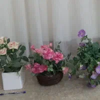 گلهای مصنوعی با گلدان