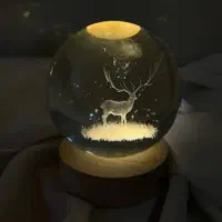 چراغ خواب گوی کریستال شیشه ای