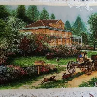 تابلو فرش دستباف طرح زنها فرشته اند وعبور درشکه|تابلو فرش|شاهرود, |دیوار