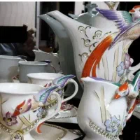 سرویس عصرانه خوری پرنده‌برجسته چینی لمونژ