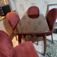 میز ناهارخوری ۴ نفره مخمل قرمز
