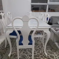 میز ناهارخوری ۶ نفره با شیشه کاملا سالم