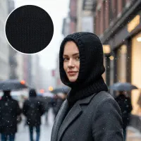 کلاه شالدار زنانه مشکی ترند امسال دست بافت