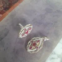 انگشتر و گردن بند سنگ یاقوت..با زیره نقره