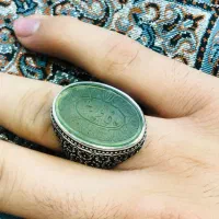 انگشتر یشم کهنه خالدار رکاب دست ساز