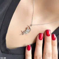 گردنبند فرشته روی ماه نقره Angel on the Moonکد8871