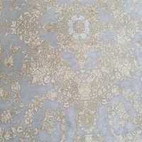 یک جفت فرش 9متری 1200شانه طلاکوب گل برجسته طوسی