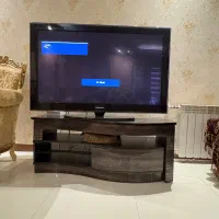 میز تلویزیون شیشه و چوب کشو دار
