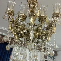 لوستر برنجی۱۲شاخه سنگین/طرح فرشته دوعدد/مشابه نو