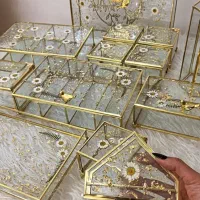 ست کامل باکس شیشه و رزین دست‌ساز رومیزی تیبگ