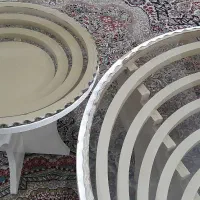 میزعسلی چوبی و شیشه ای دایره