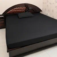 تخت دو نفره چوب +پاتختی