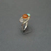 انگشتر نقره زنانه سه نگین معدنی|جواهرات|قم, حاج زینل|دیوار