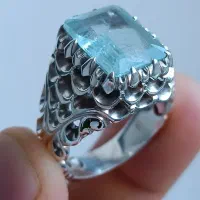 ۱۰ انگشتر کلکسیونی عقیق کهنه یمنی آکوامارین زبرجد