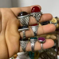 انگشتر نقره دست ساز دوقاب عقیق باباقوری