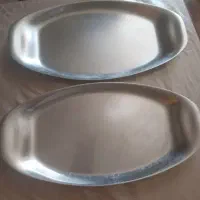 یک جفت دیس استیل ضخیم قدیمی و دیس ورساچه نو