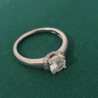 انگشتر حلقه تک نگین نقره