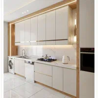 کابینت آشپزخانه سفید طلائی