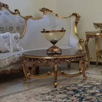 مبلمان استیل ۹ نفره همراه با آینه کنسول و ویترین
