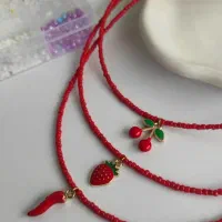 گردنبند با ست قرمز