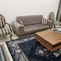 مبل نیم ست ۵ نفره همراه با جلو مبل تمام چوب|مبلمان خانگی و میز عسلی|بومهن, |دیوار