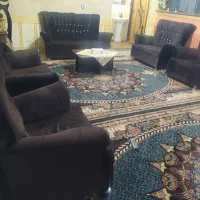 مبل 9نفره دست دوم جنس خوب با گل میز