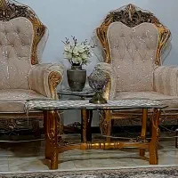دوعدد مبل تکنفره استیل همراه جلو مبلی