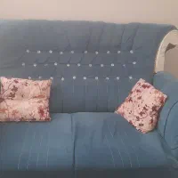 مبل چوبی پارچه ای با سه تا عسلی