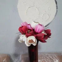 گلدان شیشه ای بلند ویه دسته گل شقایق|صنایع دستی و سایر لوازم تزئینی|کرج, کوی زنبق|دیوار