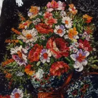 تابلو فرش گل دست بافت