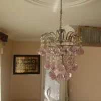 دو عدد لوستر آویز کریستال صورتی