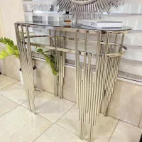 آیینه و کنسول استیل فلزی پایه آبشاری خورشیدی|بوفه، ویترین، کنسول|آفتاب, |دیوار