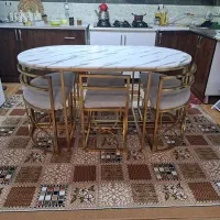 میز نهارخوری کم جا پایه استیل.|میز و صندلی غذاخوری|محمدیه-قزوین, |دیوار