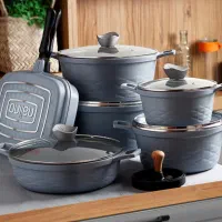 سرویس قابلمه چدن گرانیت نالینو ۱۲ پارچه|ظروف پخت‌وپز|قم, نیروگاه|دیوار