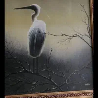 نقاشی درنا تنها با امضا