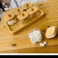 فروش استکان و قندان پیرکس درب بامبو