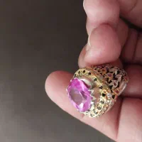 انگشترنقره۹۲۵ بانگین یاقوت رُز طرح لاله