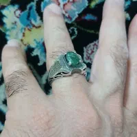 انگشتر زمرد سنگ توپازسبز