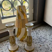 گلدان و شمعدان سفید طلایی