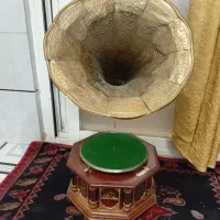 گرام گرامافون هندی هندلی قدیمی عتیقه شیپور برنجی