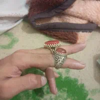 2 انگشتر برنجی کپی نقره نگین سنگ واقعی
