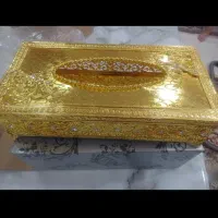 ست جادستمال کاغذی و سطل آشغال طلایی با رنگ ثابت|صنایع دستی و سایر لوازم تزئینی|تهران, امام زاده حسن|دیوار