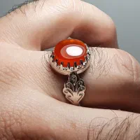 انگشتر نقره عیار ۹۲۵ عقیق پرتقالی طبیعی و اصل یمن|جواهرات|رشت, رودباری|دیوار